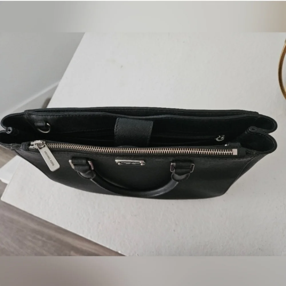 Michael Kors Savannah Black Saffiano Leather Satchel Crossbody Bag